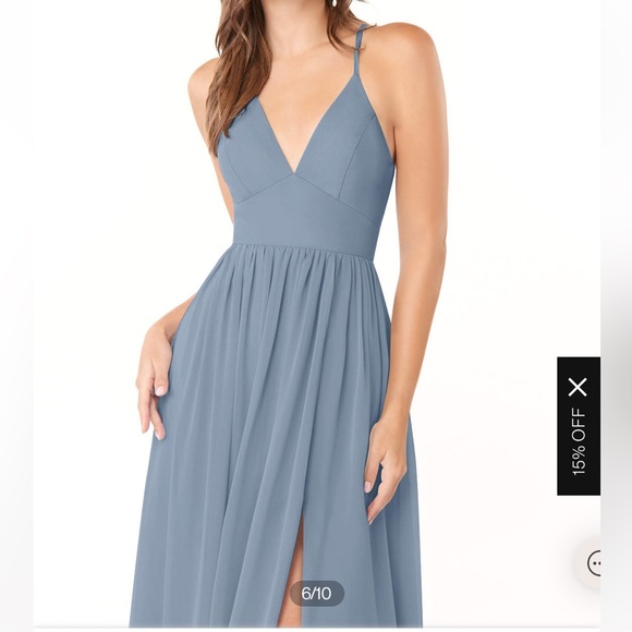 Azazie Aaida Dusty Blue Bridesmaid Dress - Picture 8 of 17